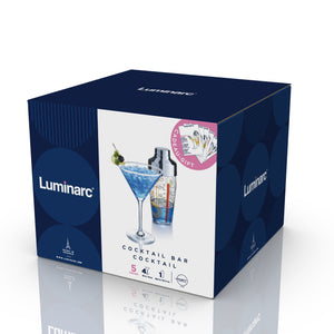 Luminarc 5pcs cocktail stemglass set with shaker packaging