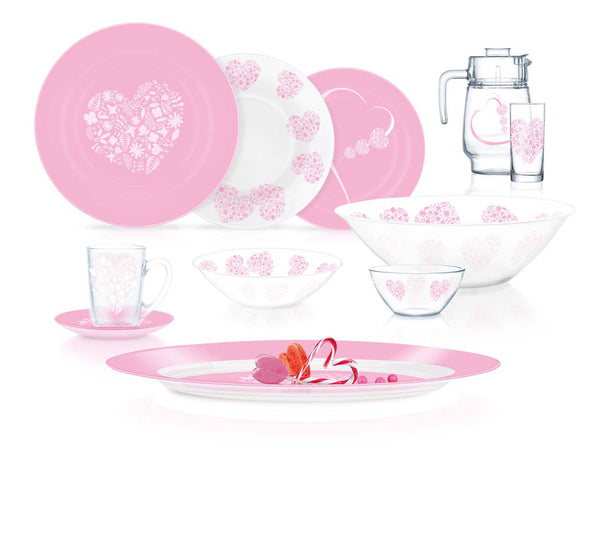 Luminarc Jolie Coeur Pink 52P Dinner Set