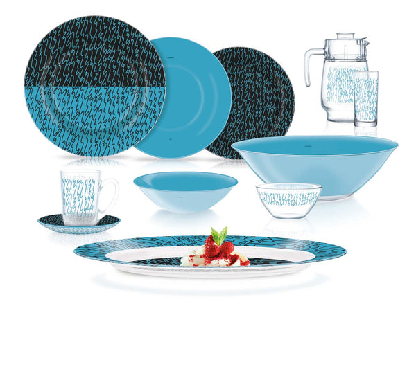 Luminarc Heibro Blue & Black 52P Dinner Set