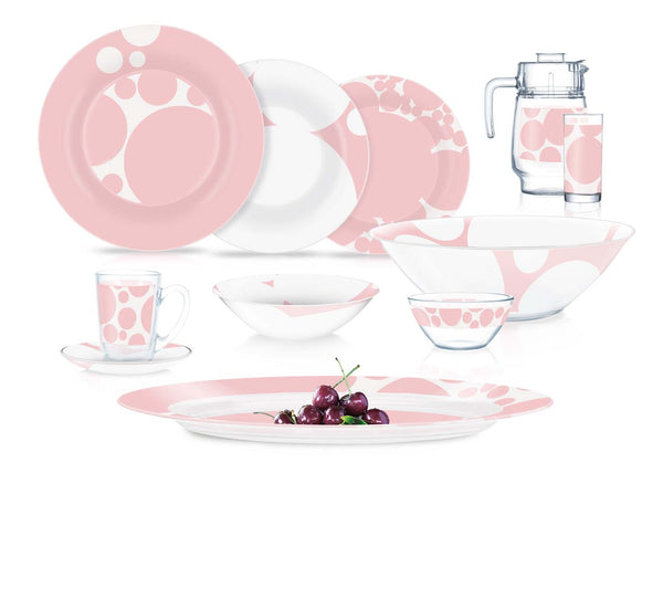 Luminarc Orya White & Pink 52P Dinner Set