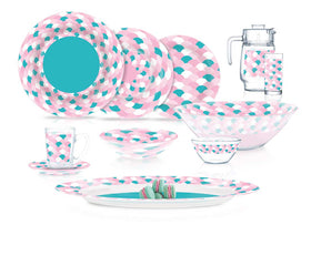 Luminarc Shellbie Pink & Turqoise 52P Dinner Set