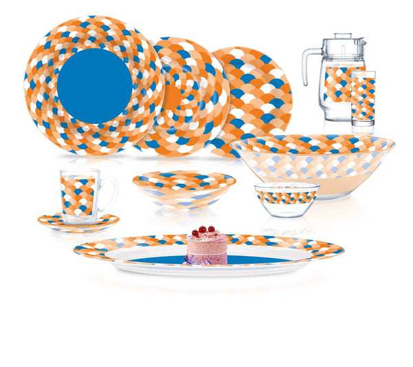 Luminarc Shellbie Orange & Blue 52P Dinner Set