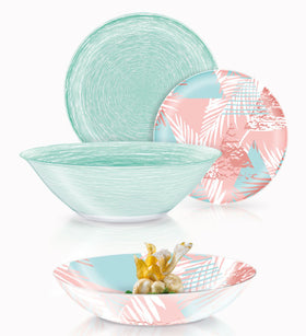 Luminarc 19pcs Brush Turquoise Graphic Jungle Crockery Dinnerset