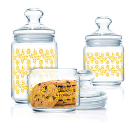 Luminarc 3pcs Decorative Festivite Jar Set - (large, Medium & Small size jars)