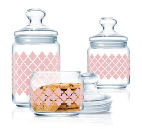Luminarc 3pcs Decorative Voski Rose Jar Set - (large, Medium & Small size jars)