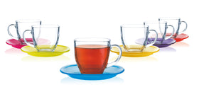 Luminarc 12 pieces Carina Rainbow Cup and Saucer - 22cl
