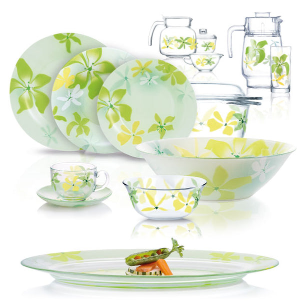 Luminarc 71pcs Green Ode Crockery Dinnerset for large family