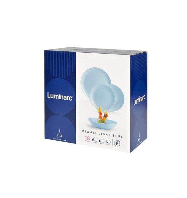 Luminarc 18pcs Diwali Light Blue Dinnerware set