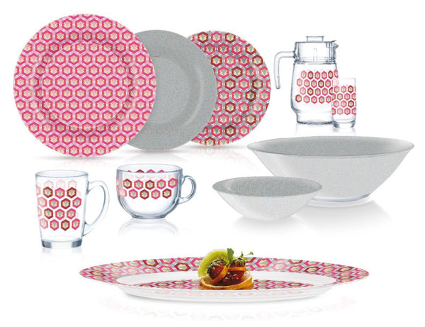 Luminarc-Jimena-Pink-and-Silver-46pcs-Dinnerset
