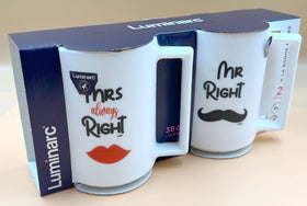 Luminarc Mr & Mrs Right 2pcs mugs for Hot & Cold Drinks