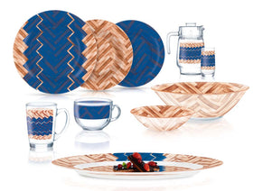 Luminarc Woodie Blue 46pcs Dinner Set