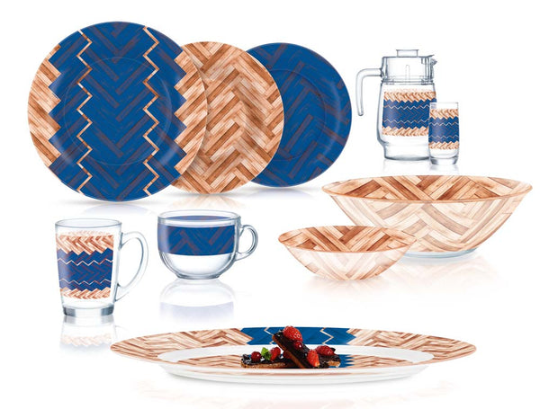 Luminarc Woodie Blue 46pcs Dinner Set