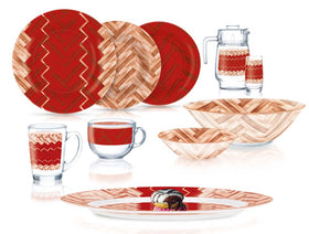 Luminarc Woodie Red 46pcs Dinner Set