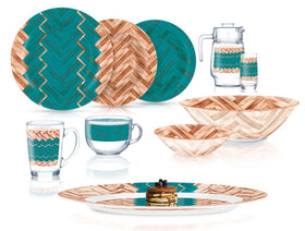 Luminarc Woodie Turquoise 46pcs Dinner Set