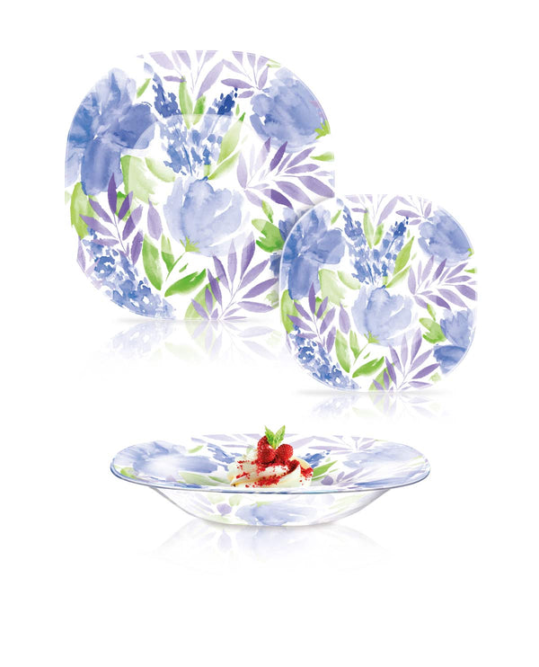 Luminarc 18pcs Carina FlowerPad Blue Dinnerset