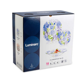 Luminarc 18pcs Carina FlowerPad Blue Dinnerset