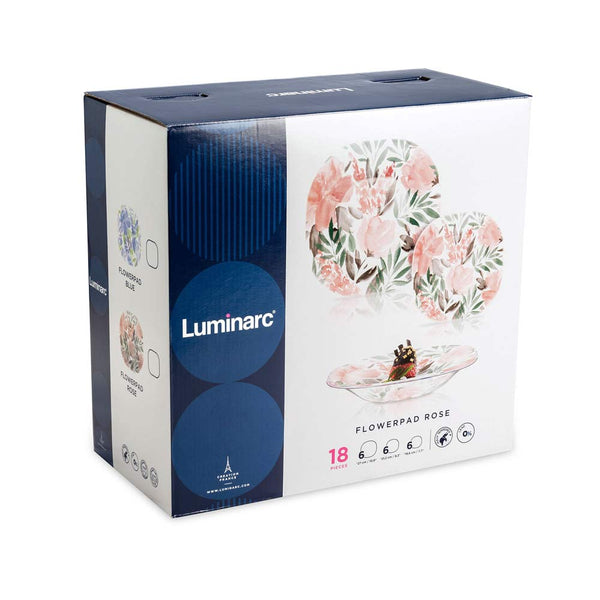Luminarc 18pcs Carina FlowerPad Rose Dinnerset