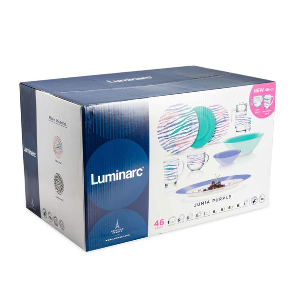 Luminarc 46Pcs Junia Purple Crockery Dinner Set