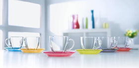 Luminarc 12 pieces Carina Rainbow Cup and Saucer - 22cl
