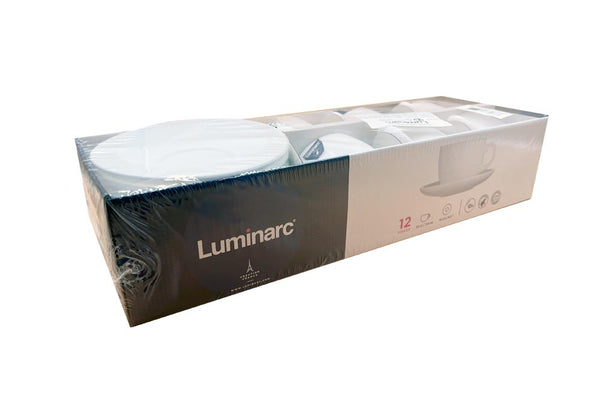 Luminarc 12 pieces Essence White Cup and Saucer - 22cl