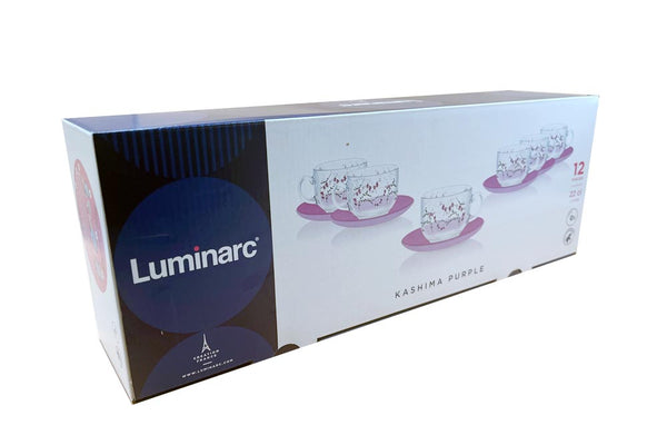 Luminarc 12 pieces Kashima Purple Cup and Saucer - 22cl