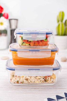 Luminarc 3pcs Purebox Active Rectangular Food Container Set